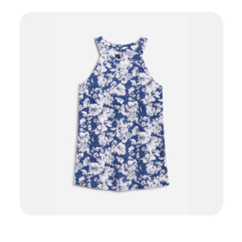 Porcelain-Inspired Blue and White Floral Tank Top